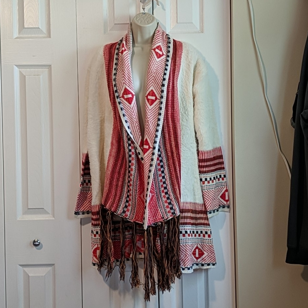 Maxsport long open front  cardigan sweater Aztec
